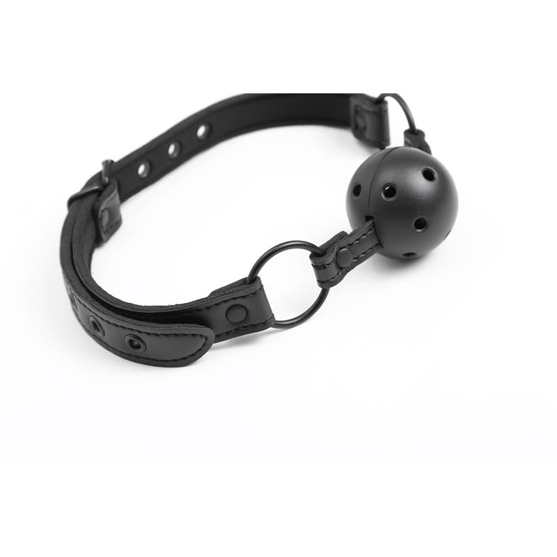 INTOYOU BLACK SHADOW - ADJUSTABLE BRRATHABLE BALL GAG VEGAN LEATHER