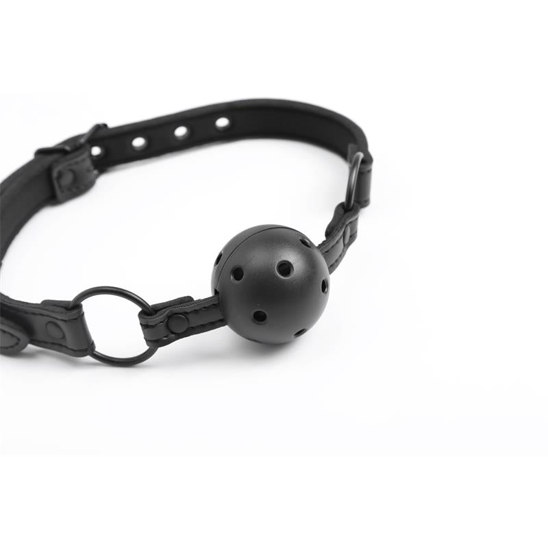 INTOYOU BLACK SHADOW - ADJUSTABLE BRRATHABLE BALL GAG VEGAN LEATHER