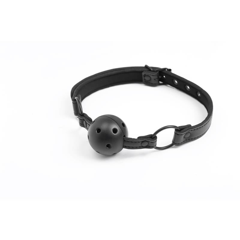 INTOYOU BLACK SHADOW - ADJUSTABLE BRRATHABLE BALL GAG VEGAN LEATHER