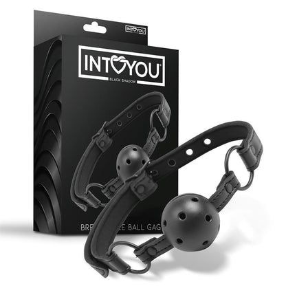 INTOYOU BLACK SHADOW - ADJUSTABLE BRRATHABLE BALL GAG VEGAN LEATHER