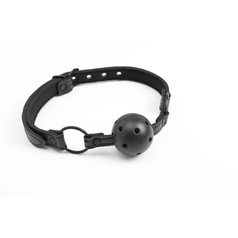 INTOYOU BLACK SHADOW - ADJUSTABLE BRRATHABLE BALL GAG VEGAN LEATHER