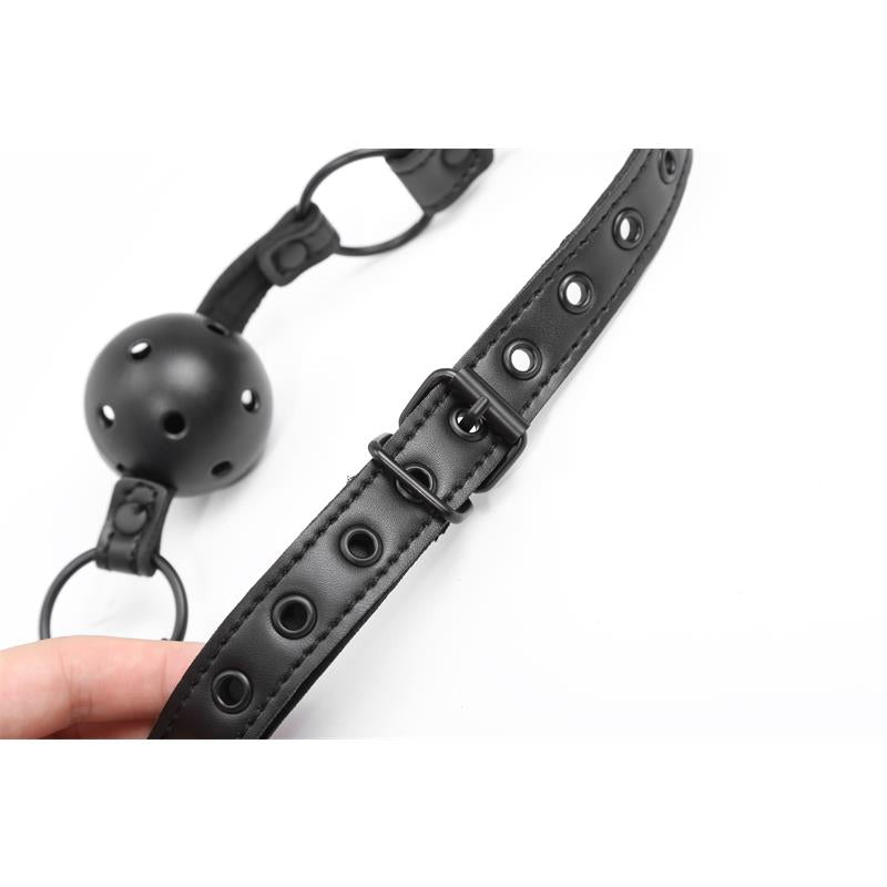 INTOYOU BLACK SHADOW - ADJUSTABLE BRRATHABLE BALL GAG VEGAN LEATHER