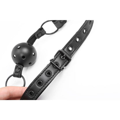 INTOYOU BLACK SHADOW - ADJUSTABLE BRRATHABLE BALL GAG VEGAN LEATHER