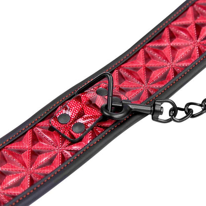 DIAMOND LINE - ADJUSTABLE COLLAR WITH LEASH DIAMOND VEGAN LEATHER