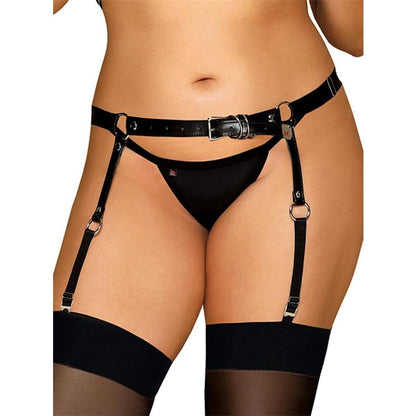 OBSESSIVE - ADJUSTABLE GARTER BELT LEATHERLIKE CURVY XL/XXL
