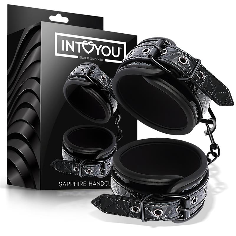 BLACK SAPPHIRE - ADJUSTABLE HANDCUFFS SAPPHIRE VEGAN LEATHER