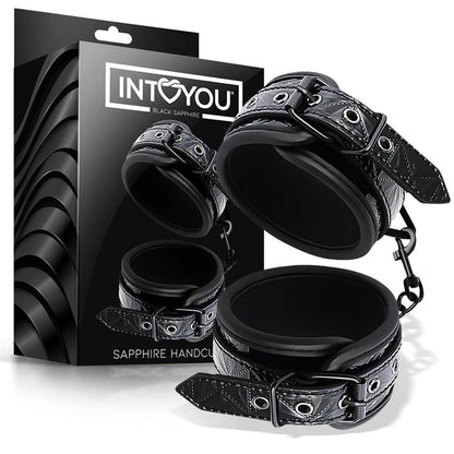 BLACK SAPPHIRE - ADJUSTABLE HANDCUFFS SAPPHIRE VEGAN LEATHER