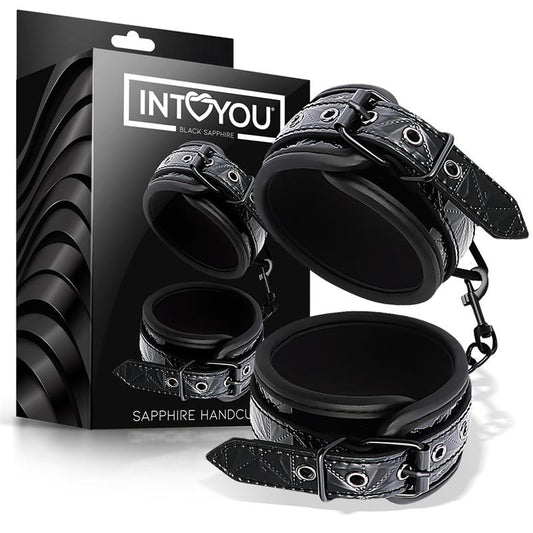 BLACK SAPPHIRE - ADJUSTABLE HANDCUFFS SAPPHIRE VEGAN LEATHER