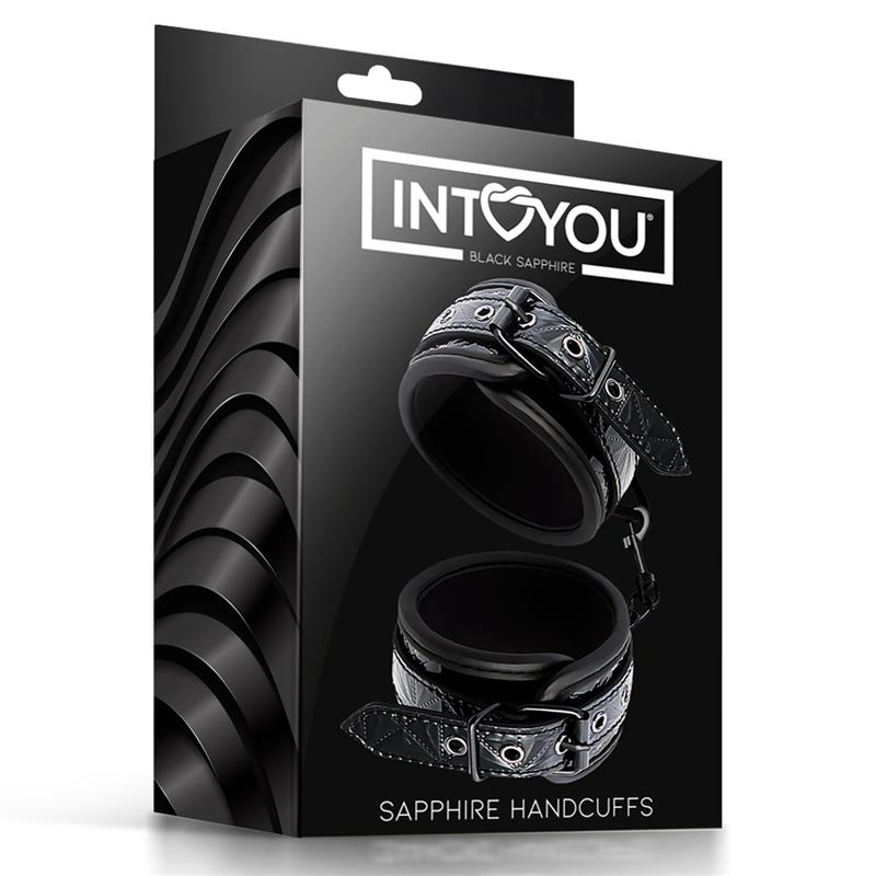 BLACK SAPPHIRE - ADJUSTABLE HANDCUFFS SAPPHIRE VEGAN LEATHER