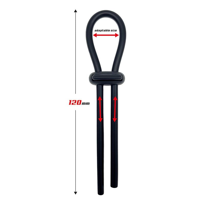 BEAST RINGS - ADJUSTABLE LASSO COCK RING SOLID SILICONE BLACK
