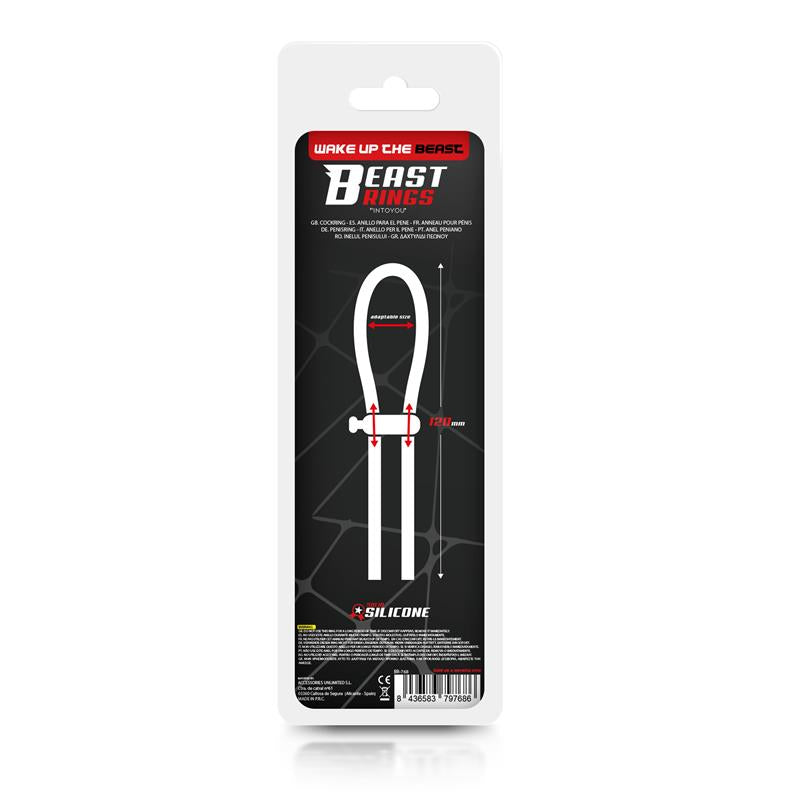 BEAST RINGS - ADJUSTABLE LASSO COCK RING SOLID SILICONE BLACK