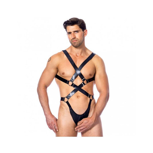 BONDAGE PLAY - ADJUSTABLE LEATHER FULL-BODY HARNESS