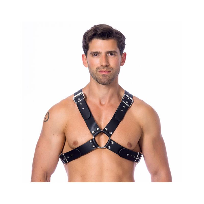 JUEGOS DE BONDAGE: ARNÉS DE CUERO AJUSTABLE CON HEBILLAS
