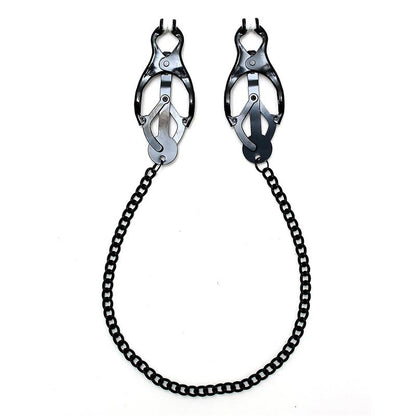 BONDAGE PLAY - ADJUSTABLE NIPPLE CLAMPS BUTTERFLY STYLE WITH BLACK CHAIN