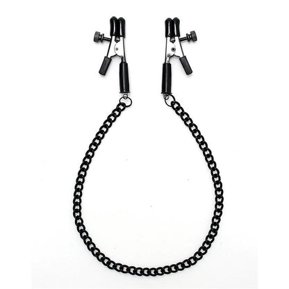 BONDAGE PLAY - ADJUSTABLE NIPPLE CLAMPS WITH BLACK CHAIN