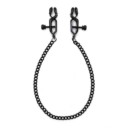 BONDAGE PLAY - ADJUSTABLE NIPPLE CLAMPS WITH BLACK CHAIN