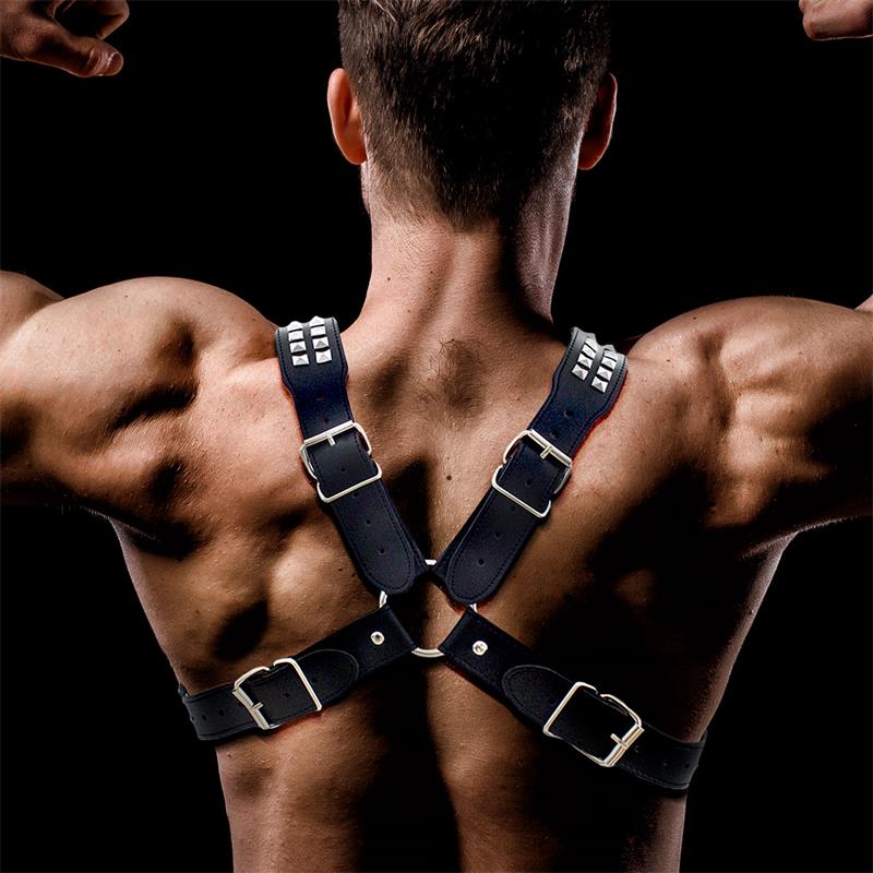 GAMME BDSM INTOYOU - HARNAIS DE TORSE ADONIS POUR HOMME EN CUIR VÉGAN