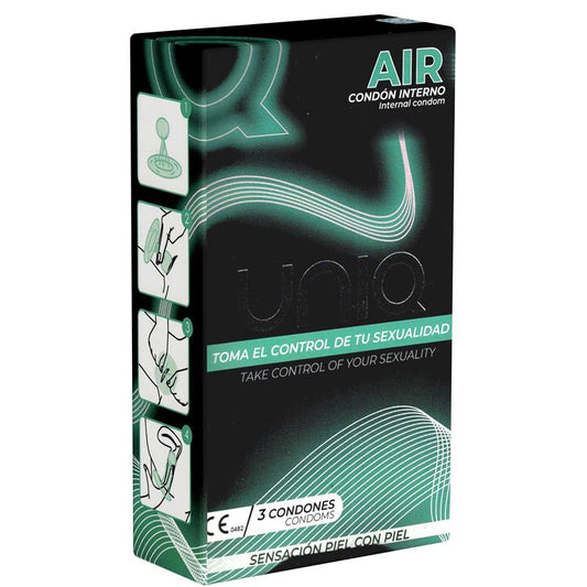 UNIQ - CONDONES FEMENINOS AIR SIN LÁTEX 3 UNIDADES