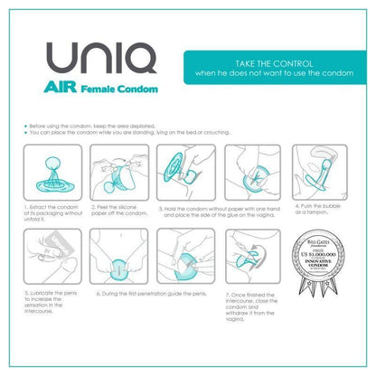 UNIQ - CONDONES FEMENINOS AIR SIN LÁTEX 3 UNIDADES