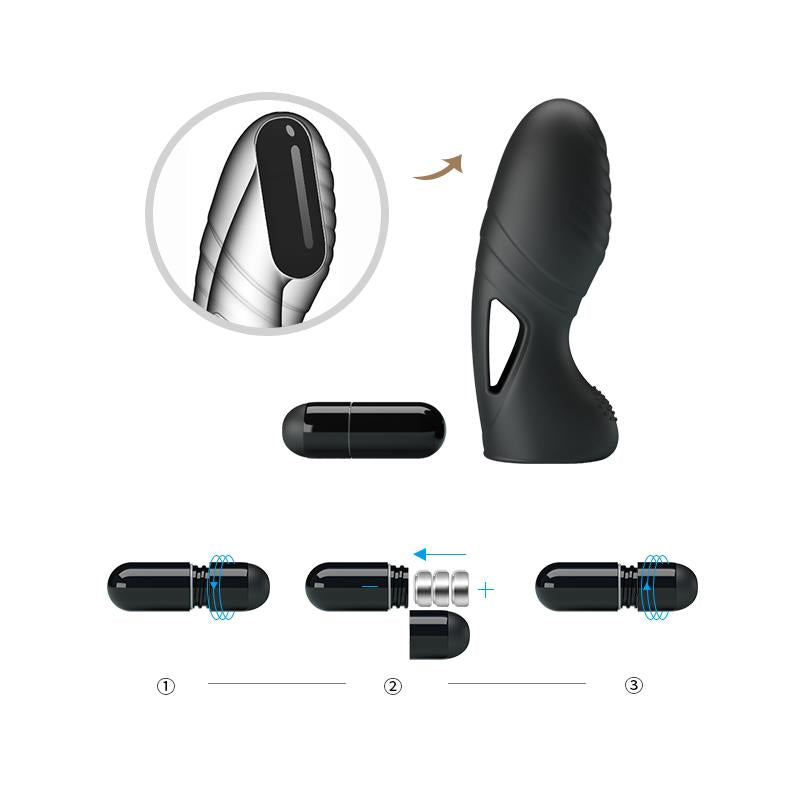 PRETTY LOVE - ALAN SILICONE FINGER VIBRATOR BLACK