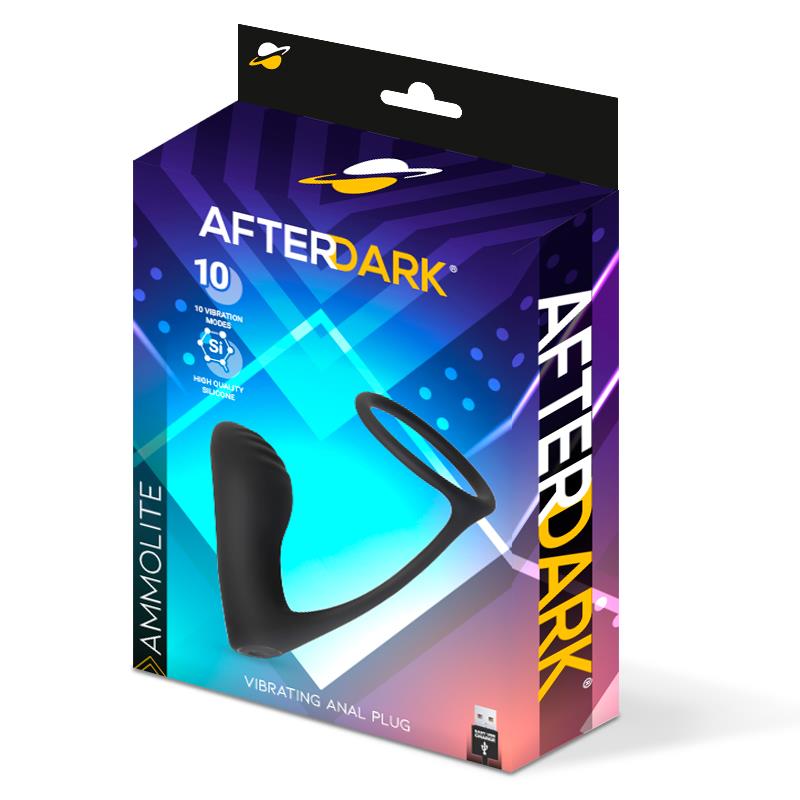AFTERDARK - AMMOLITE VIBRATING ANAL PLUG WITH TESTICLE RING