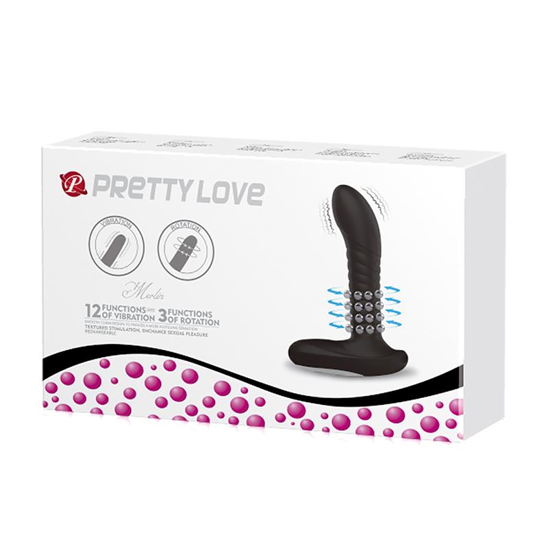 PRETTYLOVE - ANAL MASAGER WITH ROLLING BEADS BLACK