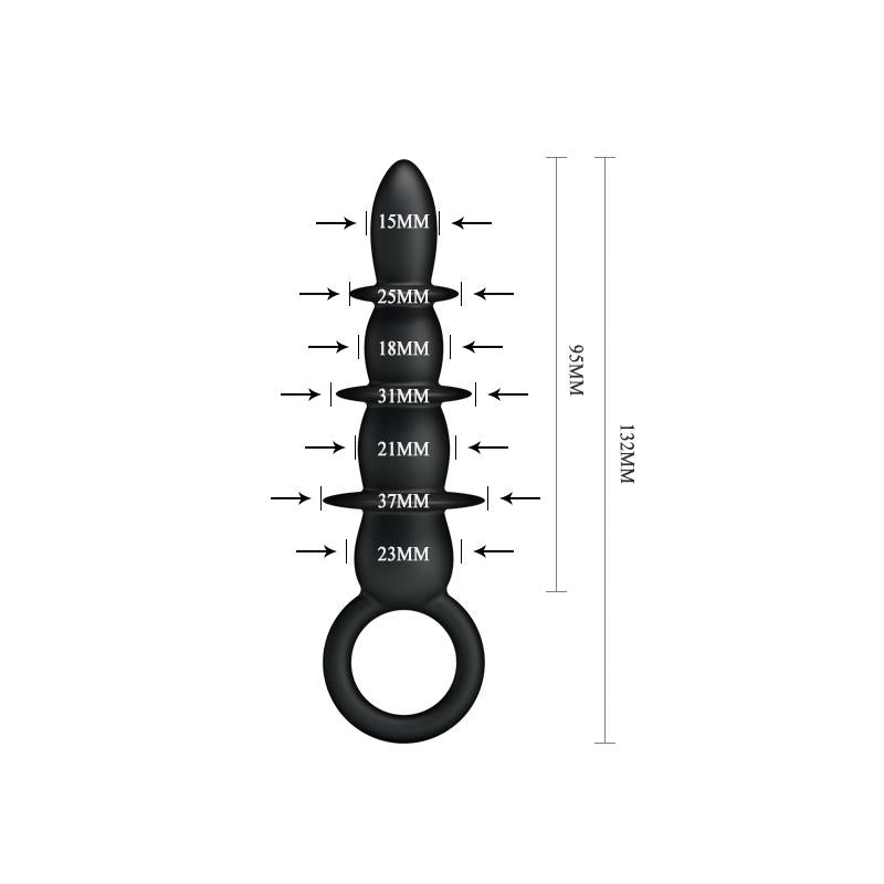 PRETTYLOVE - ANAL PLUG 3 AREAS BLACK