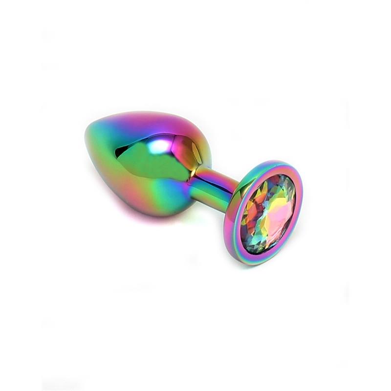 BONDAGE PLAY - ANAL PLUG AND JEWEL IN RAINBOW COLORS PLUG RAINBOW