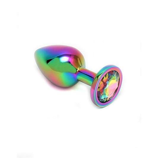 BONDAGE PLAY - ANAL PLUG AND JEWEL IN RAINBOW COLORS PLUG RAINBOW