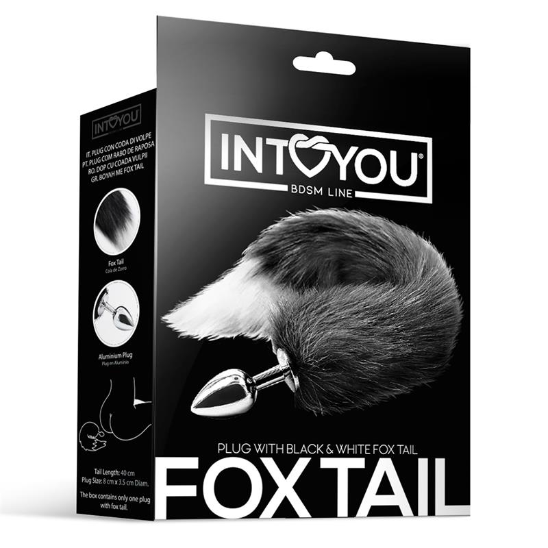 INTOYOU BDSM LINE - ANAL PLUG BLACK AND WHITE FOXY TAIL