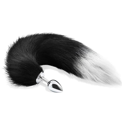 INTOYOU BDSM LINE - ANAL PLUG BLACK AND WHITE FOXY TAIL