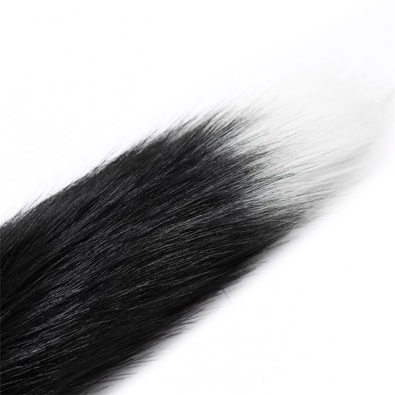 INTOYOU BDSM LINE - ANAL PLUG BLACK AND WHITE FOXY TAIL