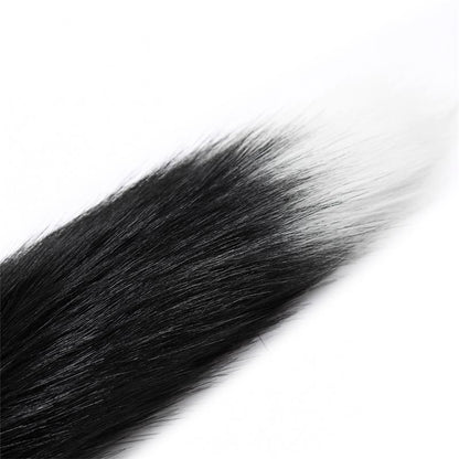 INTOYOU BDSM LINE - ANAL PLUG BLACK AND WHITE FOXY TAIL