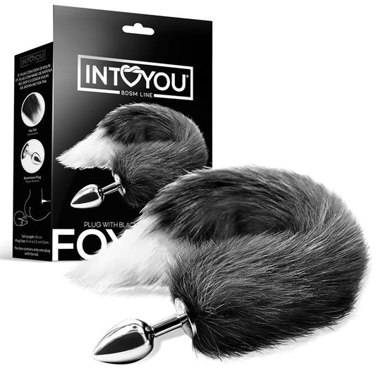 INTOYOU BDSM LINE - ANAL PLUG BLACK AND WHITE FOXY TAIL
