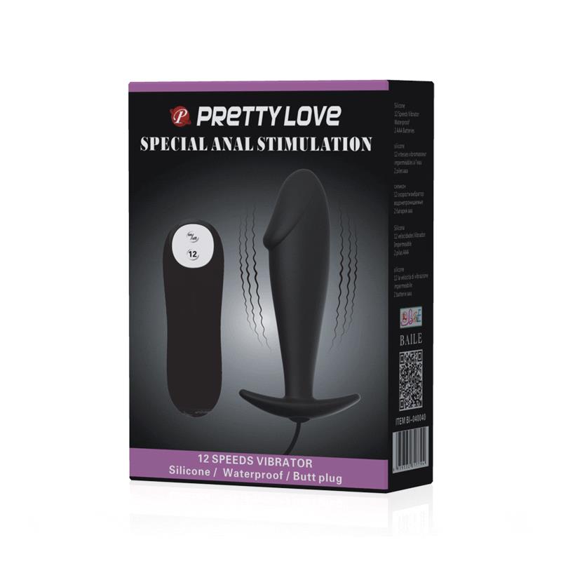 PRETTYLOVE - ANAL PLUG BLACK WITH REMOTE CONTROL