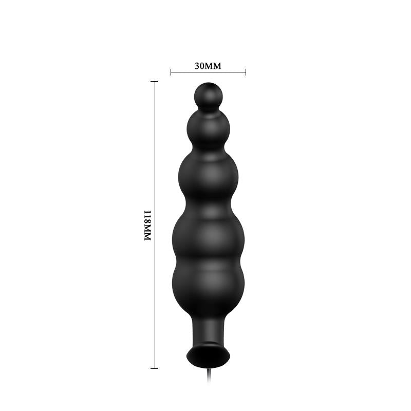PRETTYLOVE - ANAL PLUG BUBBLES VIBRATOR BLACK WITHREMOTE CONTROL