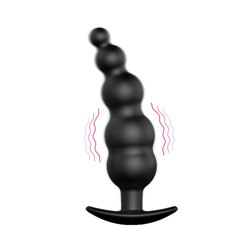 PRETTYLOVE - ANAL PLUG BUBBLES VIBRATOR BLACK WITHREMOTE CONTROL