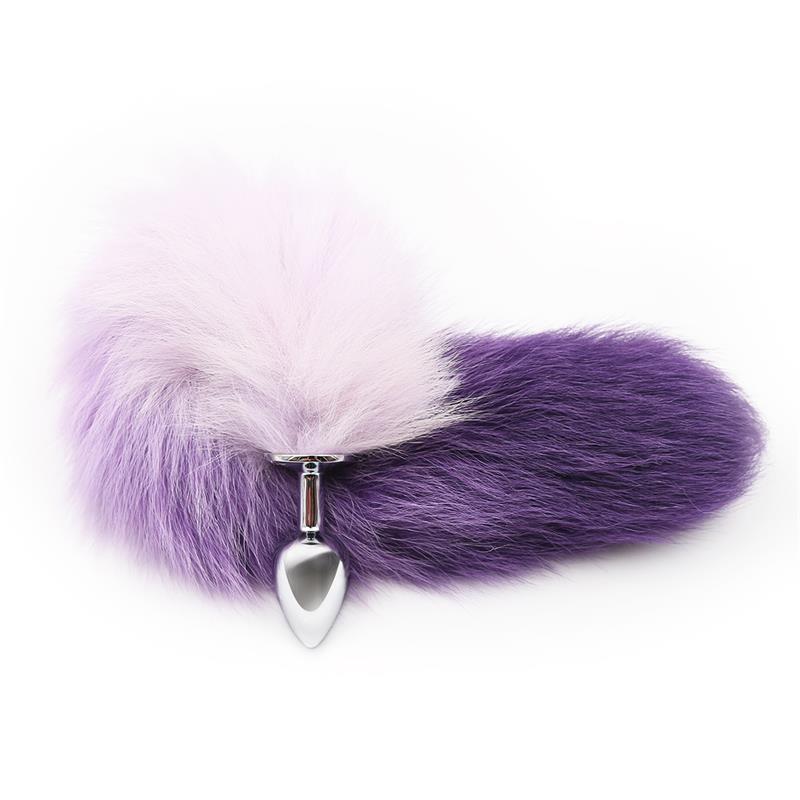 LATETOBED BDSM LINE - ANAL PLUG PURPLE AND WHITE FOXY TAIL SIZE S