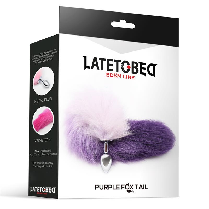 LATETOBED BDSM LINE - ANAL PLUG PURPLE AND WHITE FOXY TAIL SIZE S