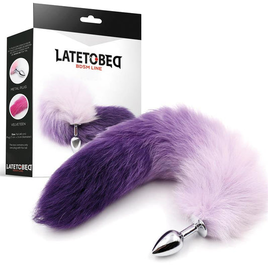 LATETOBED BDSM LINE - ANAL PLUG PURPLE AND WHITE FOXY TAIL SIZE S