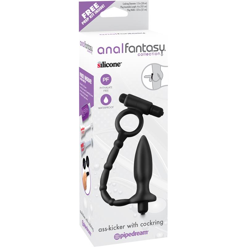 ANAL FANTASY COLLECT. - ANAL PLUG WITH CHAIN AND VIBRATION ASS-KICKER BLACK