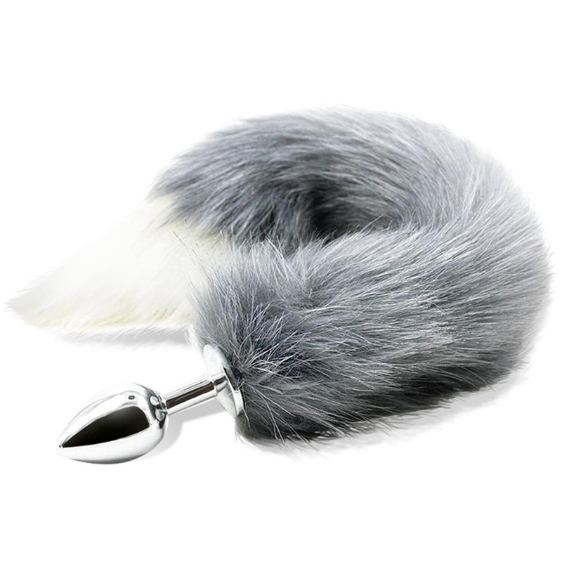 INTOYOU BDSM LINE - ANAL PLUG WITH GREY AND WHITE FOXY TAIL