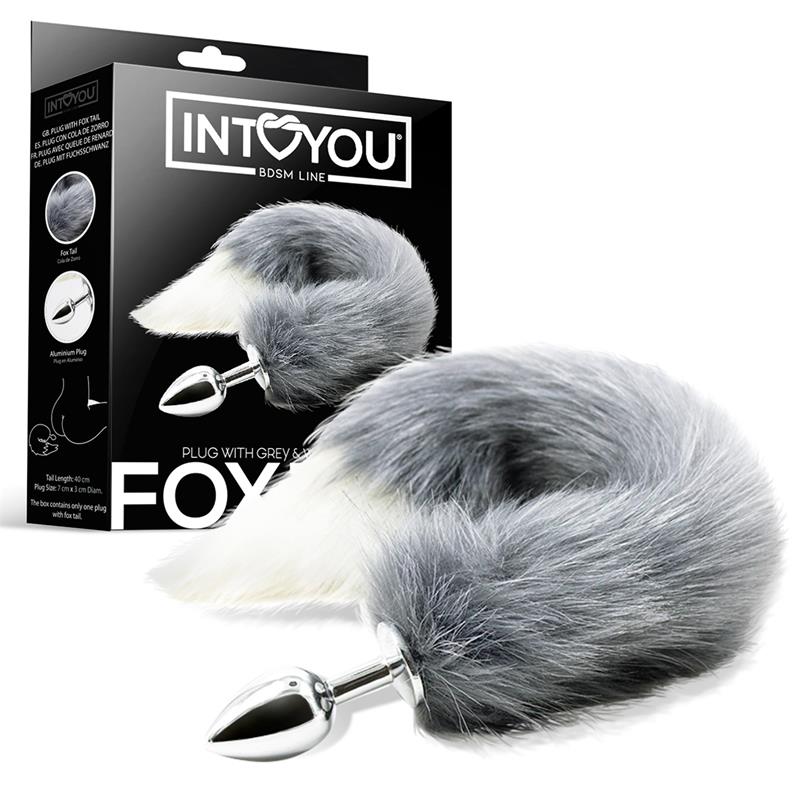 INTOYOU BDSM LINE - ANAL PLUG WITH GREY AND WHITE FOXY TAIL
