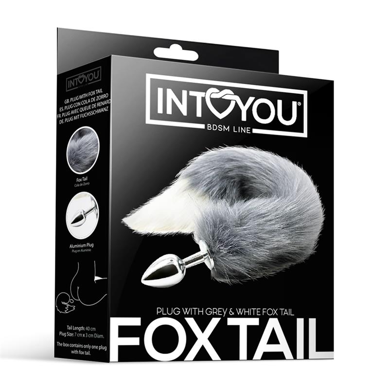 INTOYOU BDSM LINE - ANAL PLUG WITH GREY AND WHITE FOXY TAIL