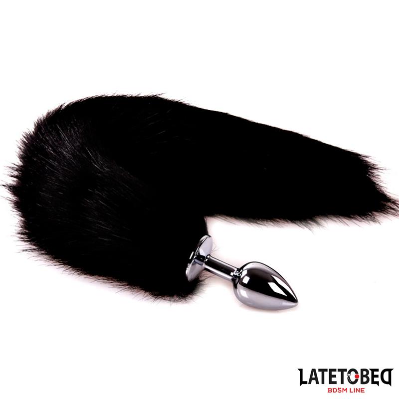LATETOBED BDSM LINE - ANAL PLUG WITH TAIL BLACK 40 CM