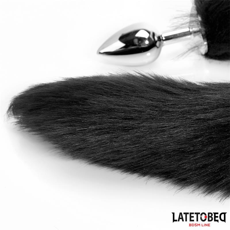 LATETOBED BDSM LINE - ANAL PLUG WITH TAIL BLACK 40 CM