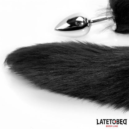 LATETOBED BDSM LINE - ANAL PLUG WITH TAIL BLACK 40 CM