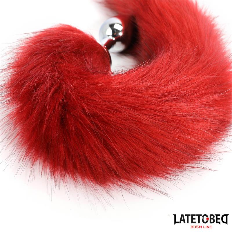LATETOBED BDSM LINE - ANAL PLUG WITH TAIL DARK RED 40 CM