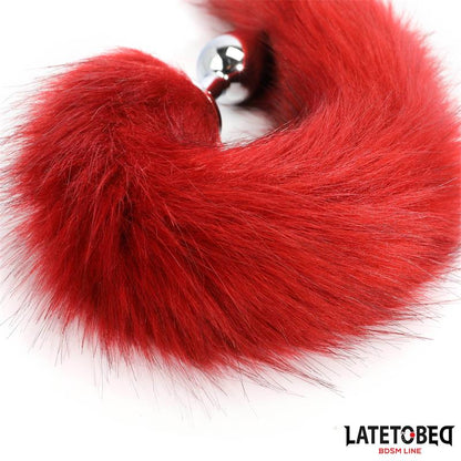 LATETOBED BDSM LINE - ANAL PLUG WITH TAIL DARK RED 40 CM