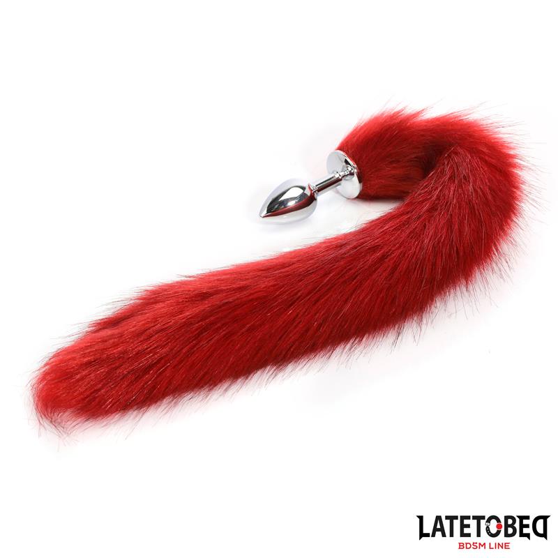 LATETOBED BDSM LINE - ANAL PLUG WITH TAIL DARK RED 40 CM